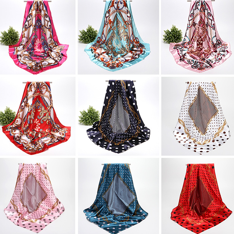Pañuelo de satén estampado para mujer pañuelo cuadrado de seda_voghion.com