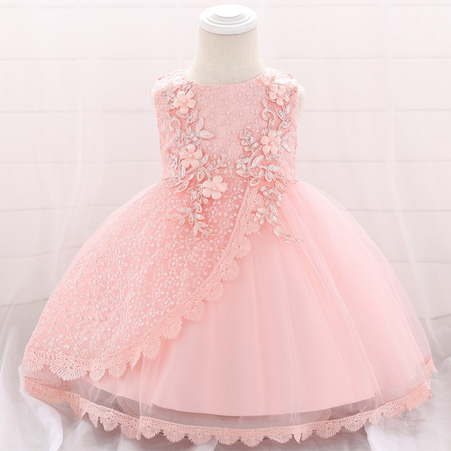 2024 Cross-border Baby Dress Lace Baby Wedding Dress Full Sky Star Embroidery Rhinestone Princess Dress 