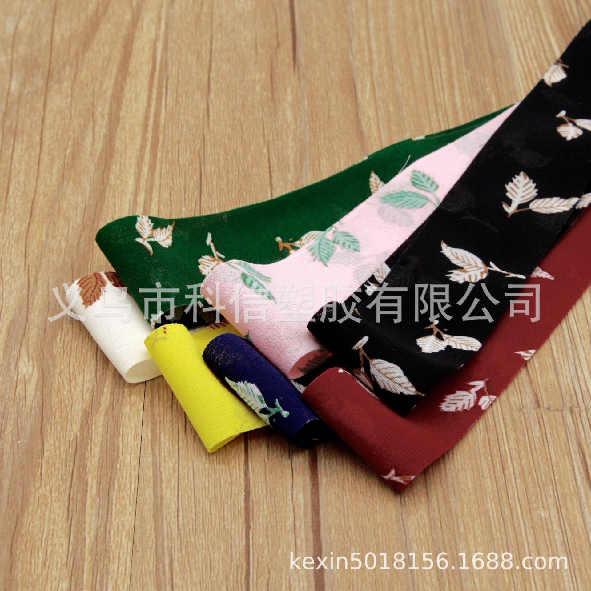 科信时尚织带雪纺树叶纹手工diy发饰蝴蝶结材料礼盒花束包装
