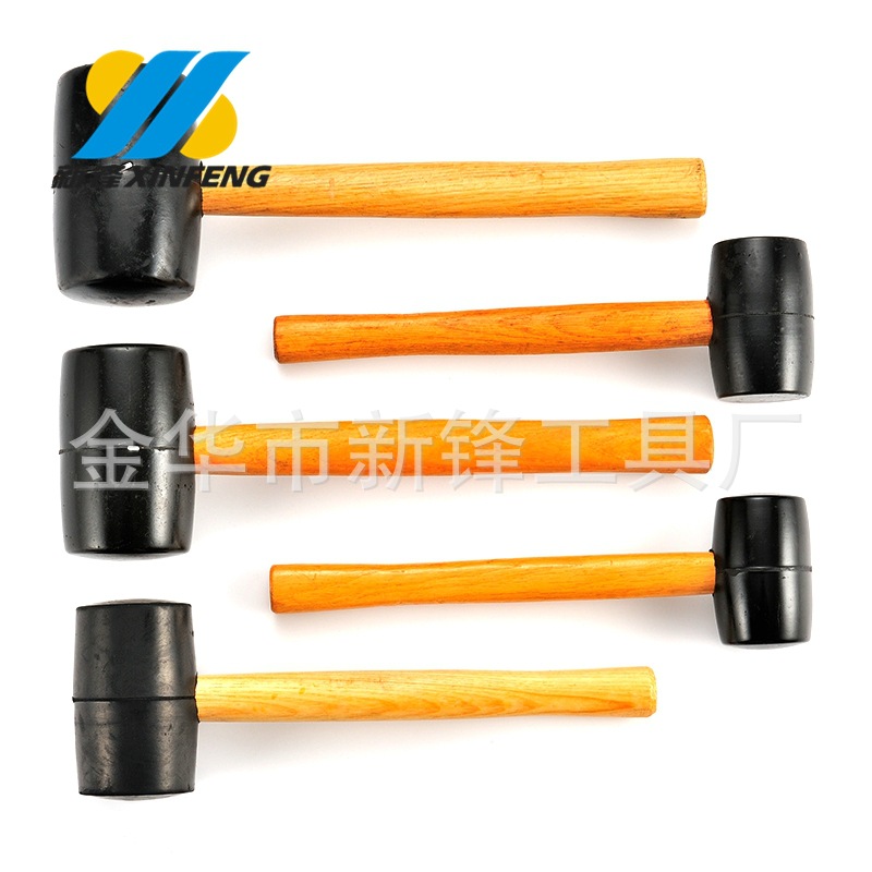 厂家供应 木柄橡胶锤 黑色橡胶 可定牌