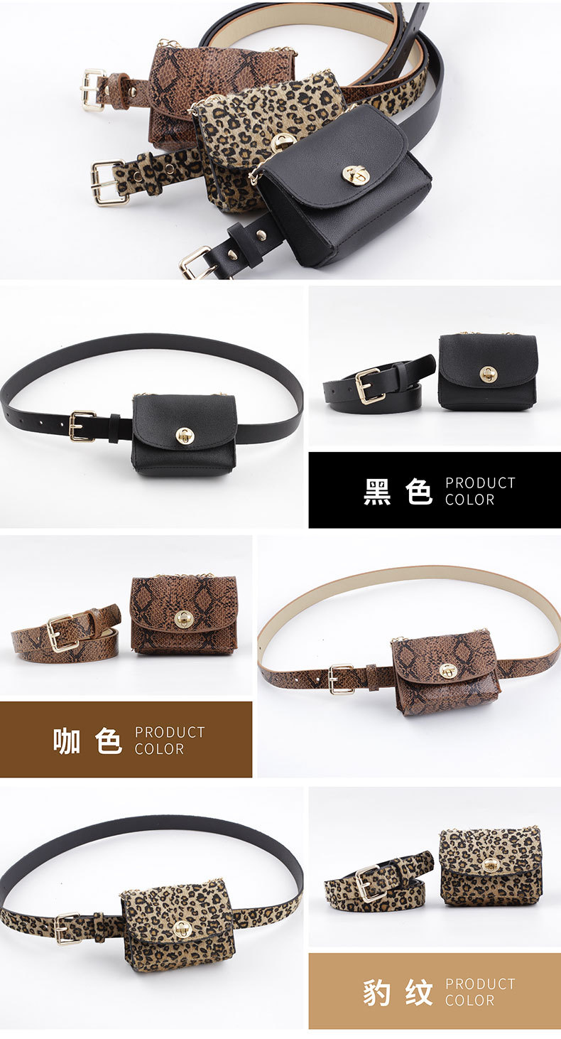 2019 Snakeskin Waist Bag Women's Casual Wear With Diagonal Chain Belt Belt Women Belt display picture 14