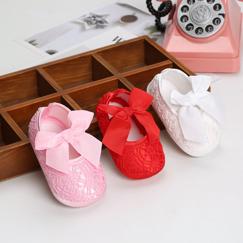 Spring and Autumn Princess Baby Shoes Soft Sole 0-12 Months Girls Net Shoes Single Breathable Infants Toddler Floor Socks Shoes