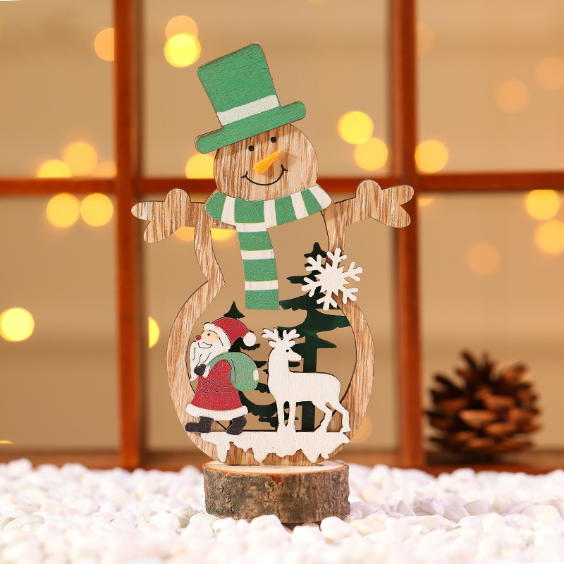 66g Weight Ornaments Event & Party Supplies 1 Piece Quantity Party Occasion Wood Material Christmas Festival Snowman Pattern Cute Style Handmade Craft Christmas Cute Snowman Wood Party Ornaments 无