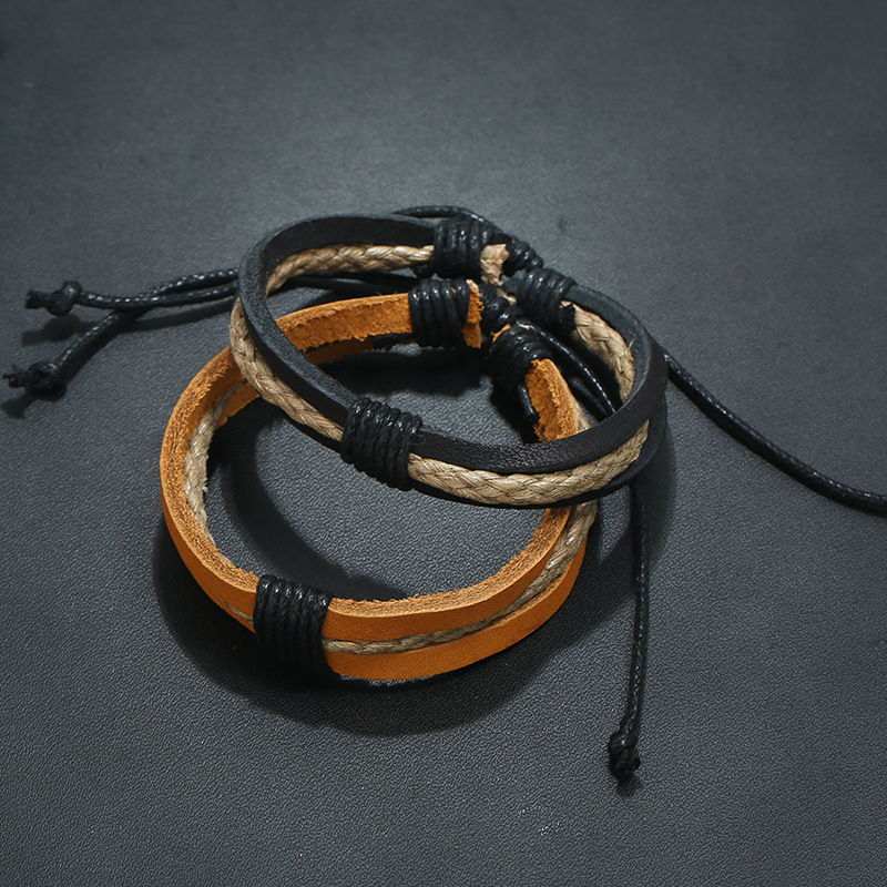 Vintage woven leather bracelet simple men and women jewelry bracelet