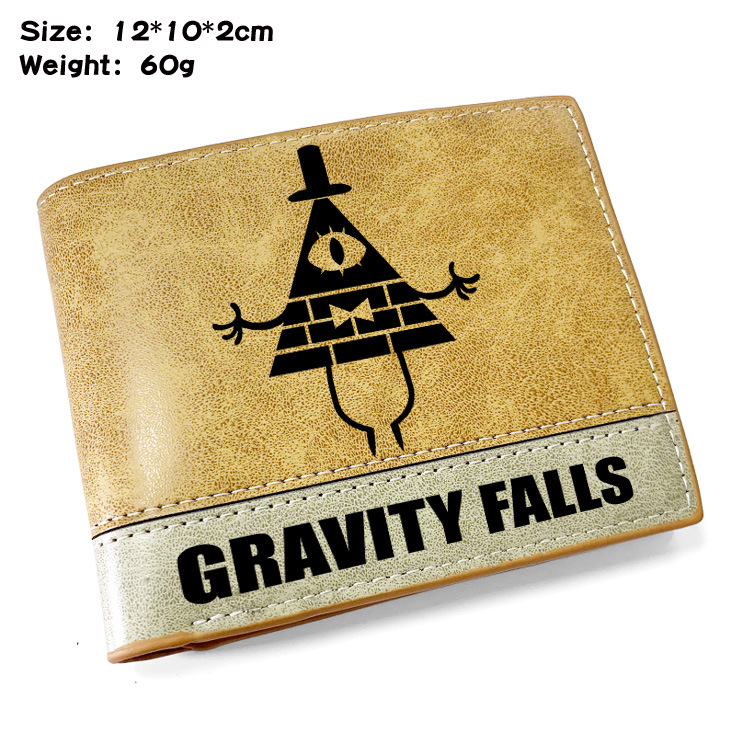 怪诞小镇动漫 短款对折二折钱包压纹pu皮男女士钱夹皮夹票夹