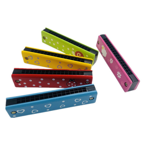Wooden toy harmonica children's enlightenment musical instrument kindergarten student teaching wooden 16-port double row harmonica