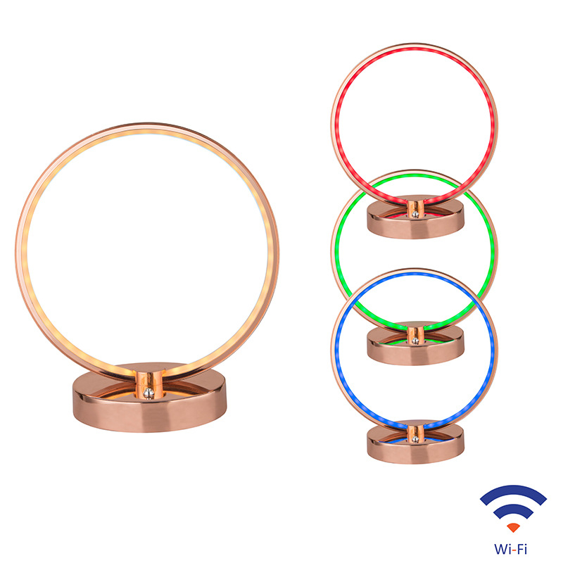 LED智能圈圈台灯卧室床头灯简约现代北欧创意温馨浪漫网红结婚灯