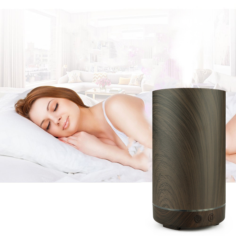 深色木纹圆柱加湿器