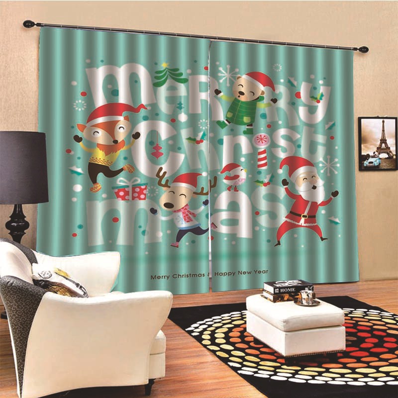 超卡通超夜空圣诞主题窗帘源头厂家卧室酒店贸易电商批发代发