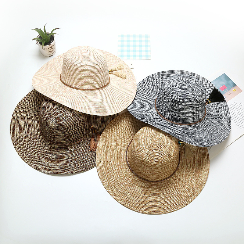 Women's Vacation Solid Color Flat Eaves Sun Hat Straw Hat display picture 1