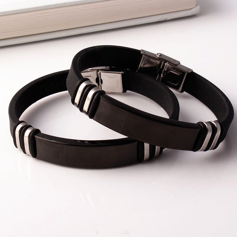 Fashionable silicone women's bracelet stainless steel