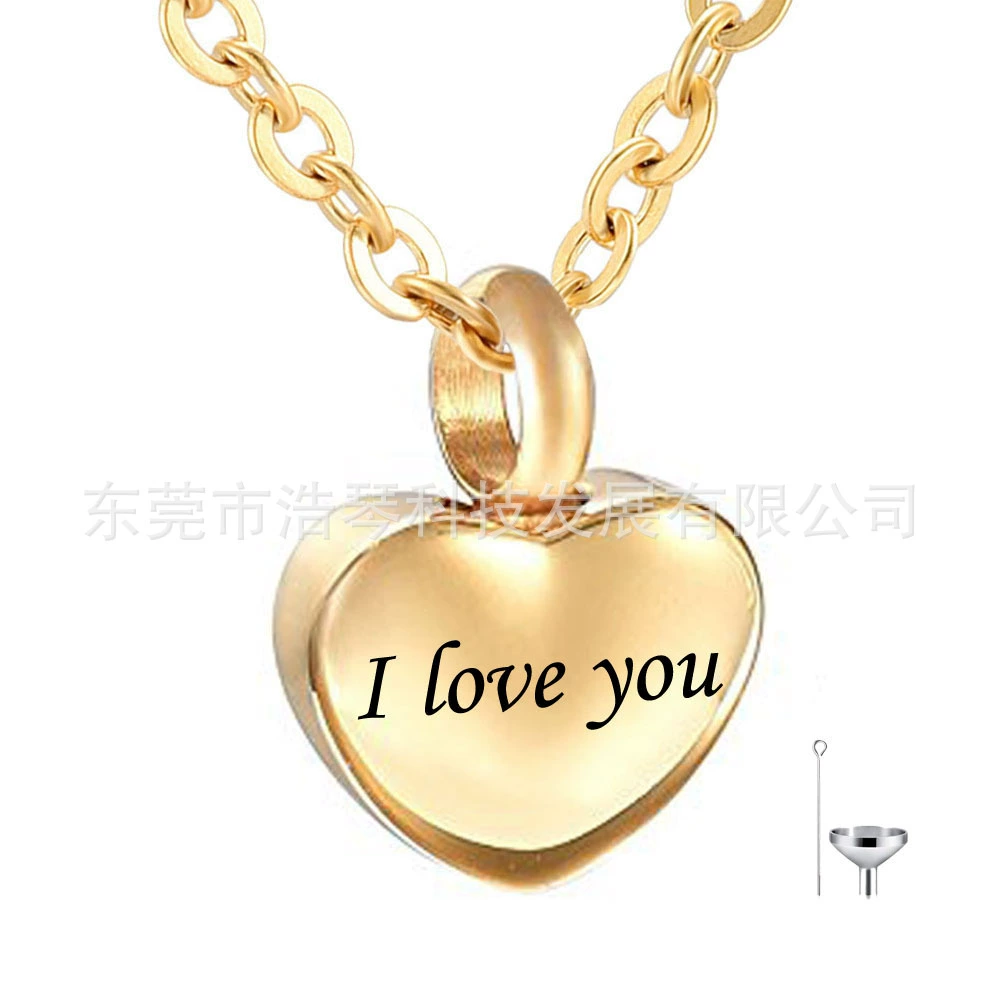 Внешняя торговля горячей продажи памятных ПЭТ пепел ожерелье европейской и американской личности флакон духов Золотой в форме сердца надписи пепел кулон