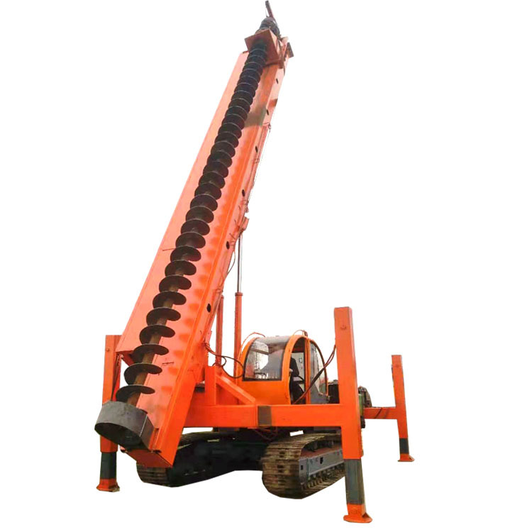 履带式长螺旋打桩机18米长注浆CFG桩机360度旋转钻机履带式打桩机