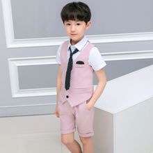 夏季男童礼服儿童马甲套装韩版男孩演出表演服马夹三件套一件代发