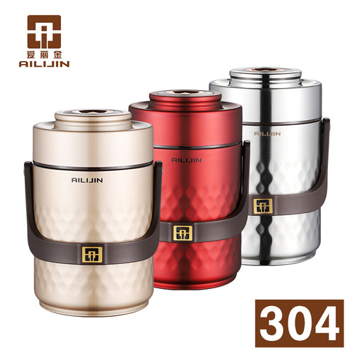 304 Stainless Steel Bento Pot, Insulated Lunch Box for Adults, 3-Tier Design, Large Capacity, Multi-Layer Thermal Container for Students & Office Workers