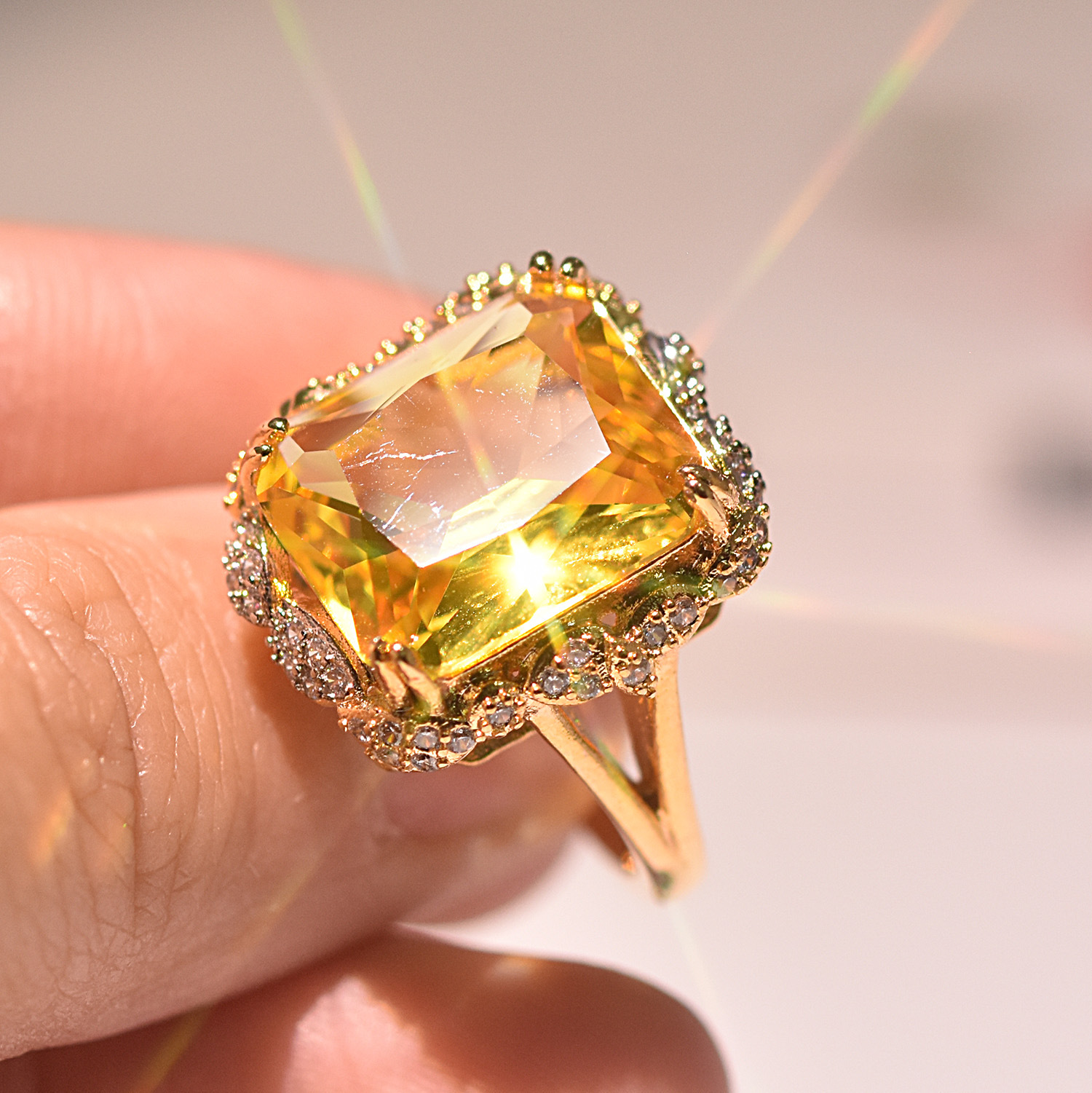 Fashion Geometric Copper Inlay Zircon Rings 1 Piece