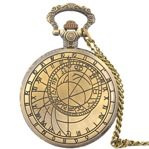 Yanoda Vintage Engraved Roman Characters Compass Surveying Pattern Classic Flip Large Pocket Watch Quartz Watch Wholesale