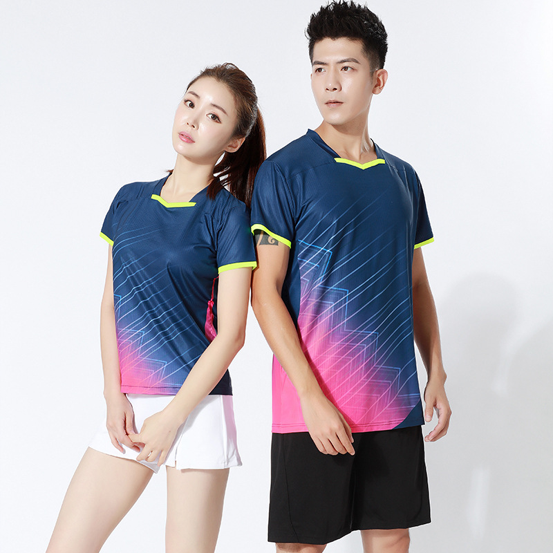 Summer Slim-fit badminton Jersey women's skirt breathable quick-drying polo net volleyball suit men's training printed jersey sports suit