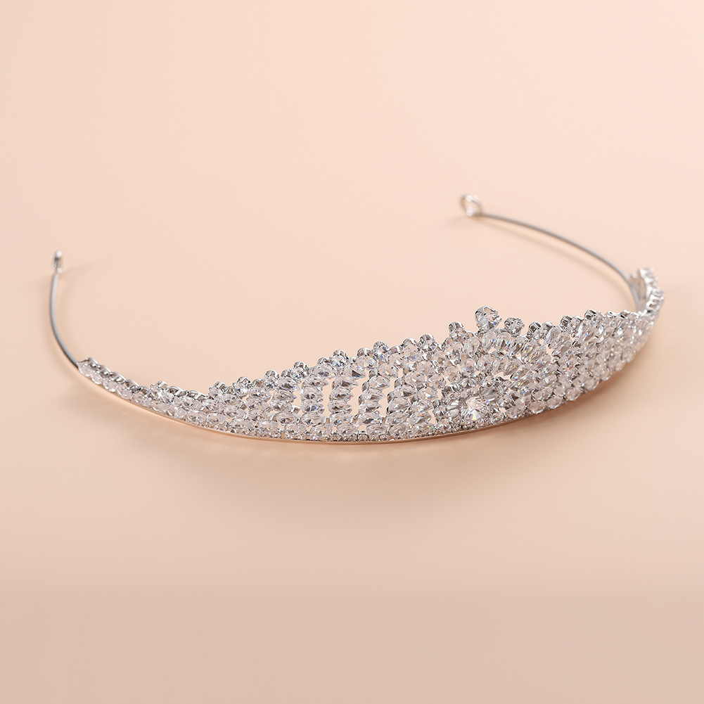 Nouveau Bandeau De Mariée Baroque Rond En Alliage Couronne Haut De Gamme Couronne Zircon display picture 3