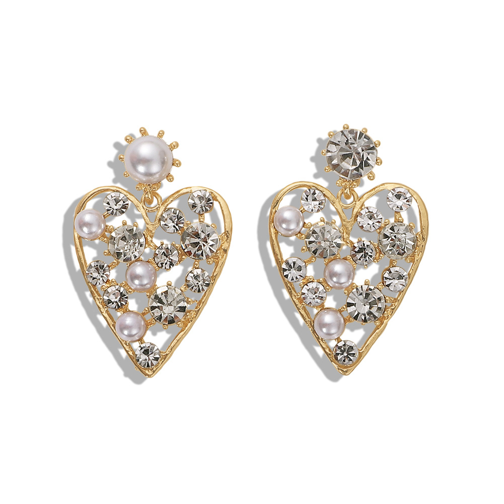 مجوهرات سبائك الماس القلب على شكل أقراط الإبداعية غير المتماثلة الأقراط محب display picture 3