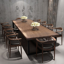实木loft咖啡厅餐桌椅工业风长方形大桌子会议桌长桌办公家具定制