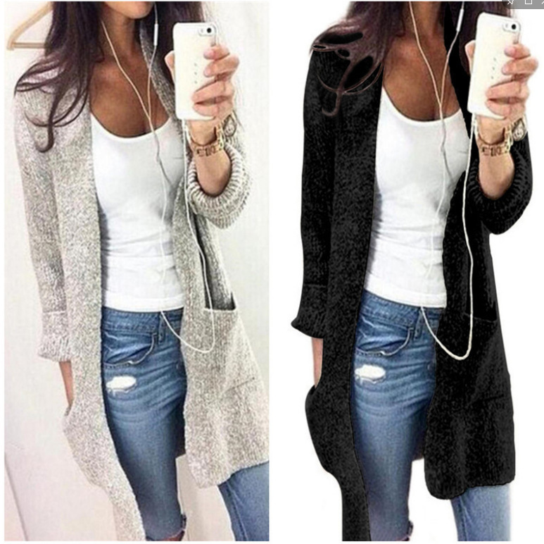 AliExpress popular 2023eBay nueva moda suelta cardigan manga larga Mediados de longitud punto ropa de mujer de comercio exterior