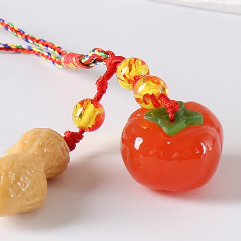 Factory Wholesale Resin Persimmon Pendant, Good Things Happen, Everything Goes Well, Creative Ornament Keychain