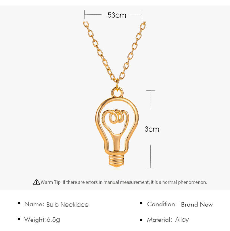 New Light Bulb Shape Ladies Wild Alloy Clavicle Chain Pendant Necklace Jewelry display picture 1