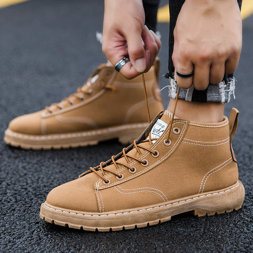 Autumn and winter men's shoes, British high-top Martin boots, casual shoes, young students, men's sneakers, high-tide shoes
