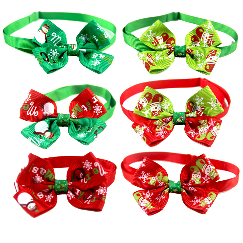 Christmas Style Christmas Ribbon Christmas Color Block Bowknot Pet Accessories 1 Piece