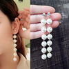 Silver needle, zirconium from pearl, long earrings, silver 925 sample, fitted, internet celebrity