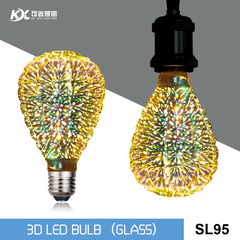 LED3D玻璃燈泡手雷3D煙花燈泡E27螺口炫彩裝飾光源立體創意氛圍