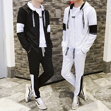 衣服+裤子秋冬卫衣男套装韩版修身连帽运动服青少年学生小脚裤子