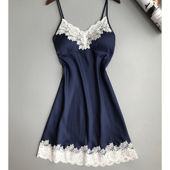 情趣內衣性感睡衣女吊帶睡裙薄款帶胸墊蕾絲邊情趣誘惑絲質家居服
