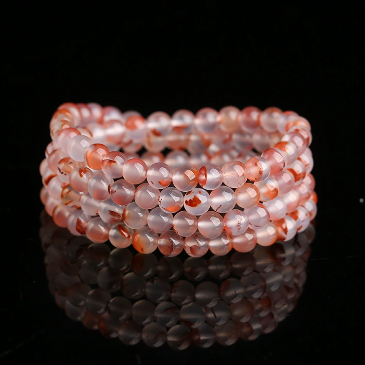 Rosary with round beads, organic agate bracelet