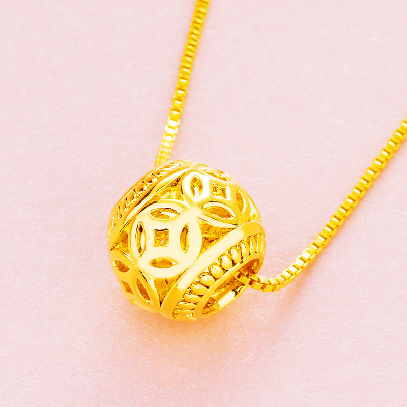 Arena de terciopelo oro imitación 24K oro hueco moneda suelta perlas colgante Vietnam arena oro luantong antiguo francés perlas COLLAR COLGANTE