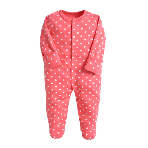 Newborn baby foot-covering one-piece clothing, male and female baby cotton long-sleeved clothing, three-piece set