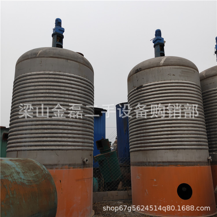 出售二手50吨不锈钢反应釜 50立方不锈钢外盘管反应釜密封