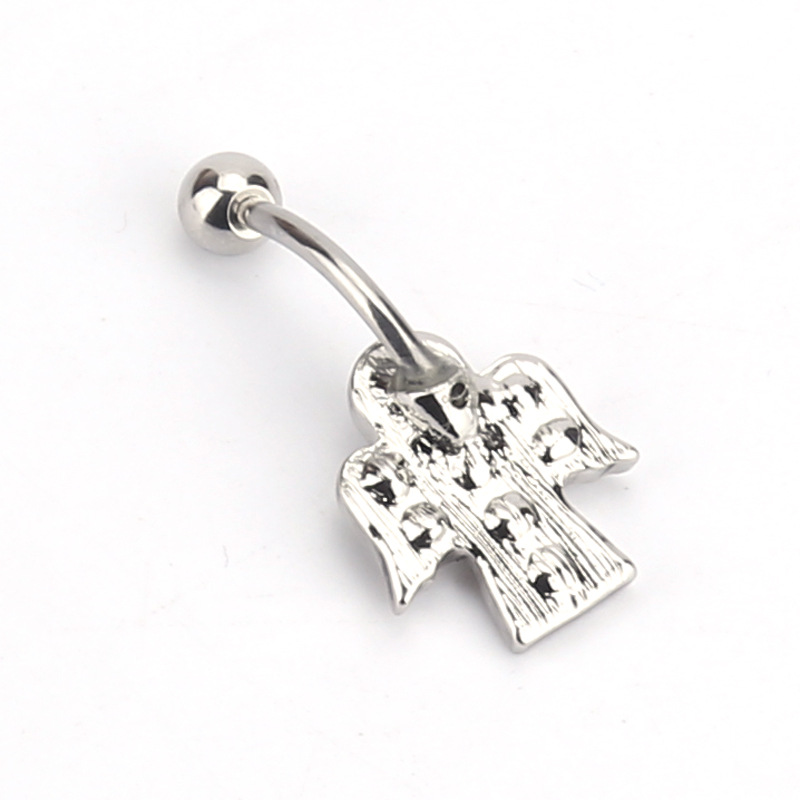 Elegant Bird Navel Barbell With Crystals Belly Button Piercing_voghion.com