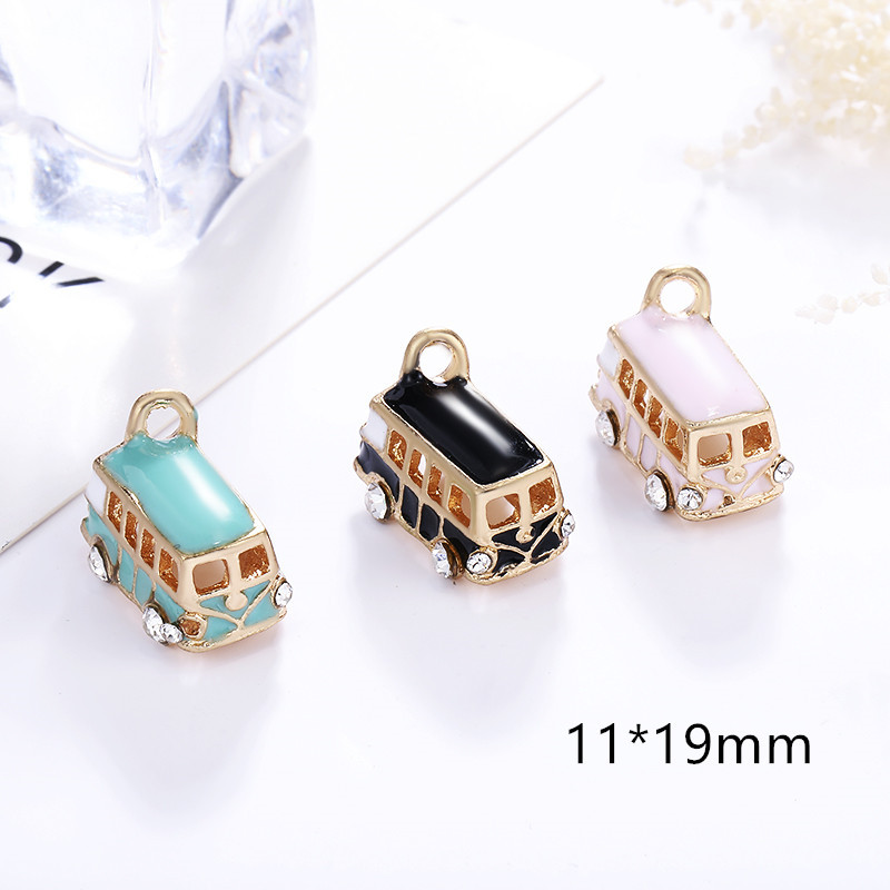 6g Weight Pendant Jewelry Making Type 10 PCS/Package Alloy Rhinestones Bus Pendant