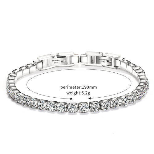 Adjustable and removable titanium steel double buckle zircon bracelet for women stainless steel simple tennis chain personalized fashion bracelet