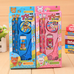 Children's Creative Stationery Set of Pencils and Erasers, Student Learning Cartoon Cute Cultural Supplies Gift and Prizes