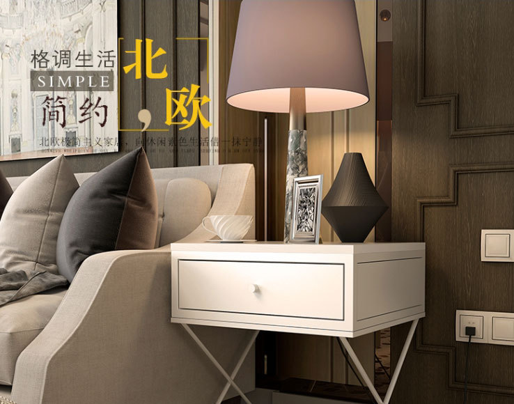 床头柜简约现代床边柜铁艺小柜子酒店北欧卧室简易ins床头柜小