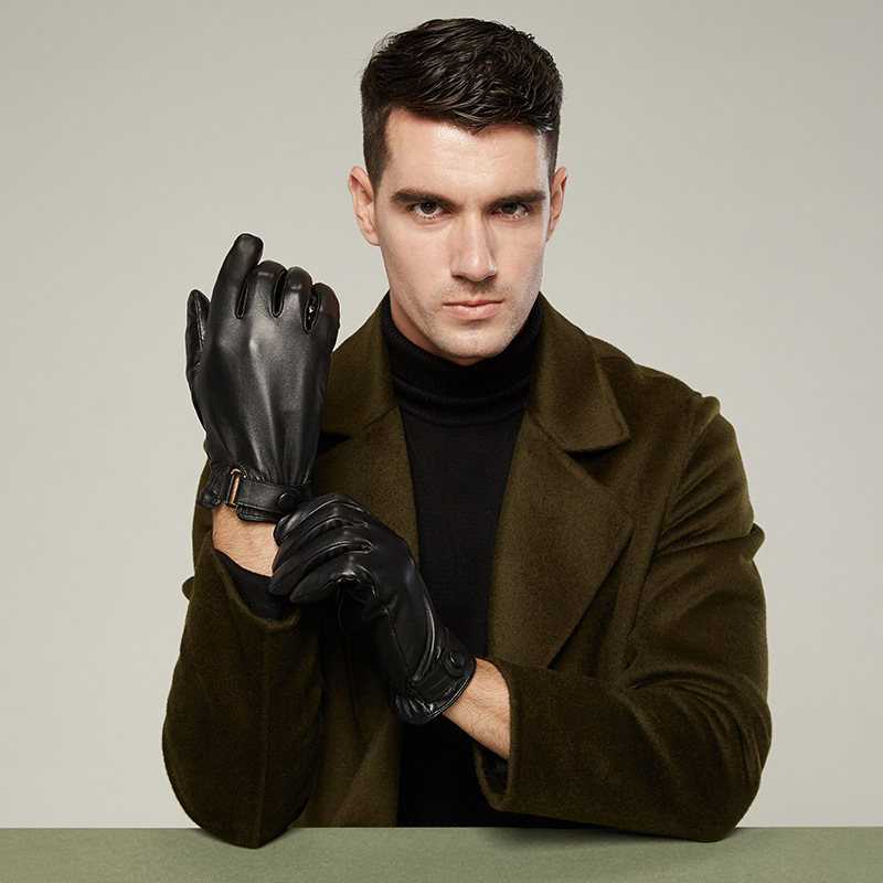 男士冬季真皮手套保暖加绒加厚骑行摩托车开车薄款触摸屏羊皮户外