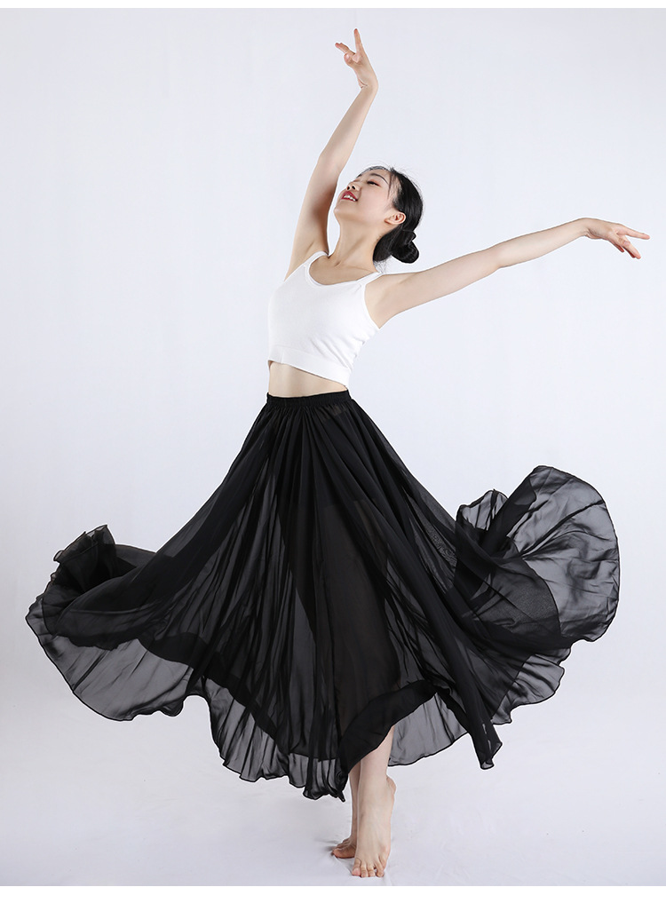 Estilo chino moderno baile ballet danza práctica Ropa danza clásica rendimiento ropa mujer vestido de media longitud gran swing falda elegante image 8