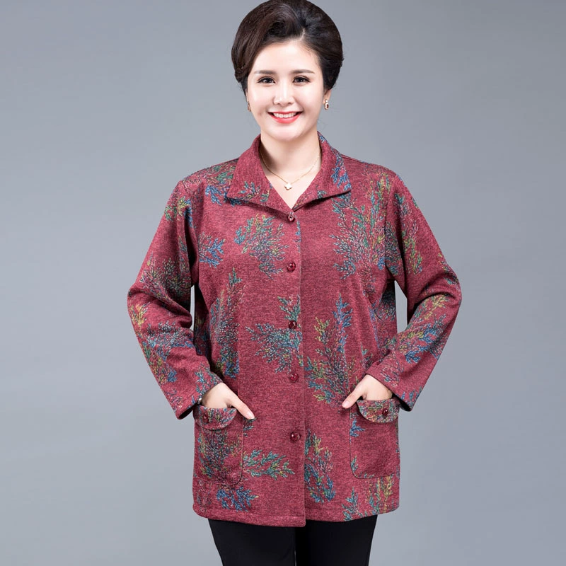 2010 рубашка для мамы, осенняя женская рубашка среднего и пожилого возраста с длинными рукавами, новинка для бабушки, весенне-осенняя рубашка с воротником больших размеров