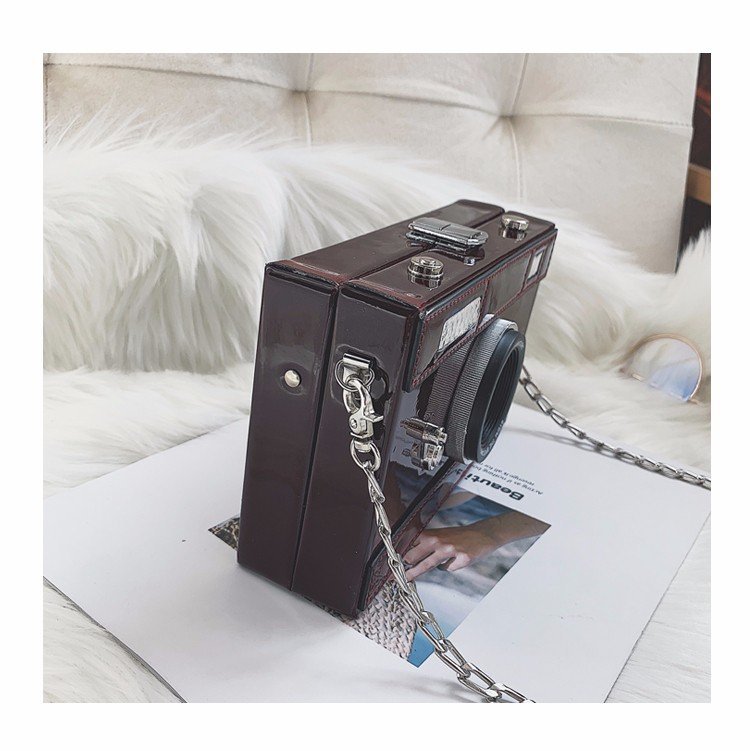 retro patent leather mini camera small square bagpicture20