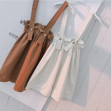 一件代发韩国童装批发2021秋女童背带裤森系儿童中小套休闲宽脚裤