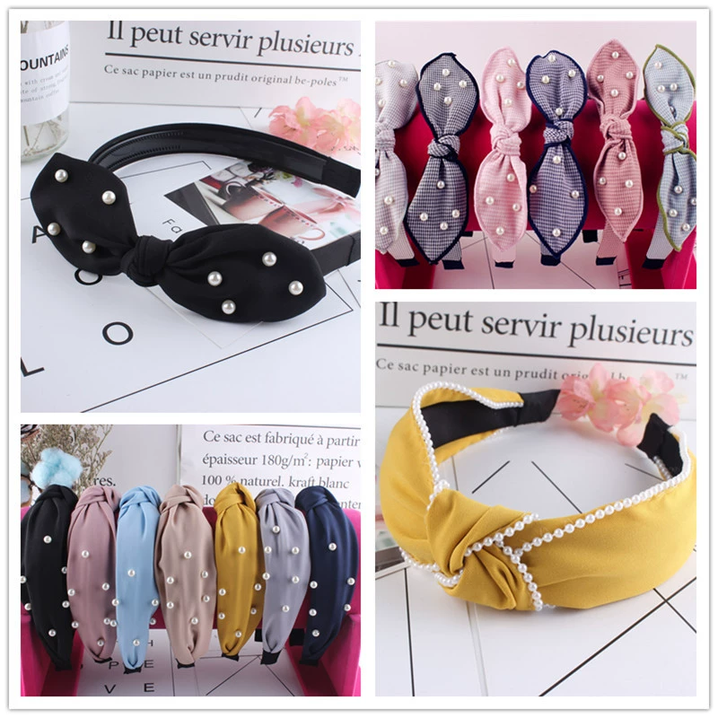 М multicoloured headband with bow, hair accessory from pearl, Korean style