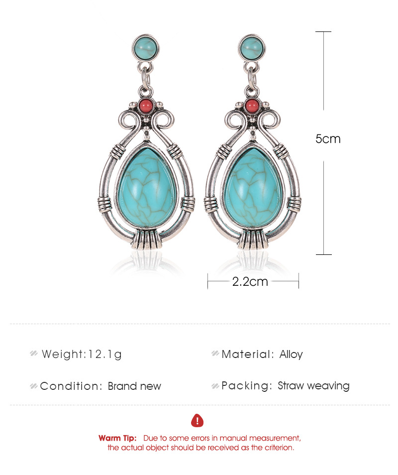 Earrings Female Dripping Geometric Turquoise Earrings Temperament Gemstone Earrings display picture 1